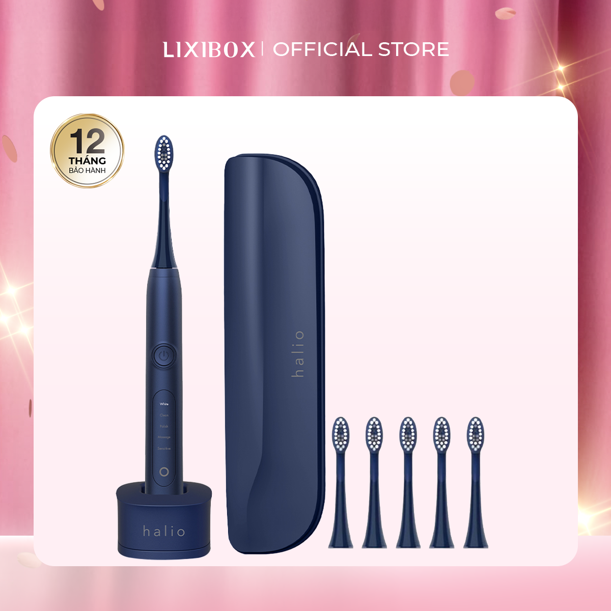 [VC 12% CHÀO TẾT] Bàn Chải Điện Halio Sonic Whitening Toothbrush Pro - Màu White Kèm Hộp Đựng