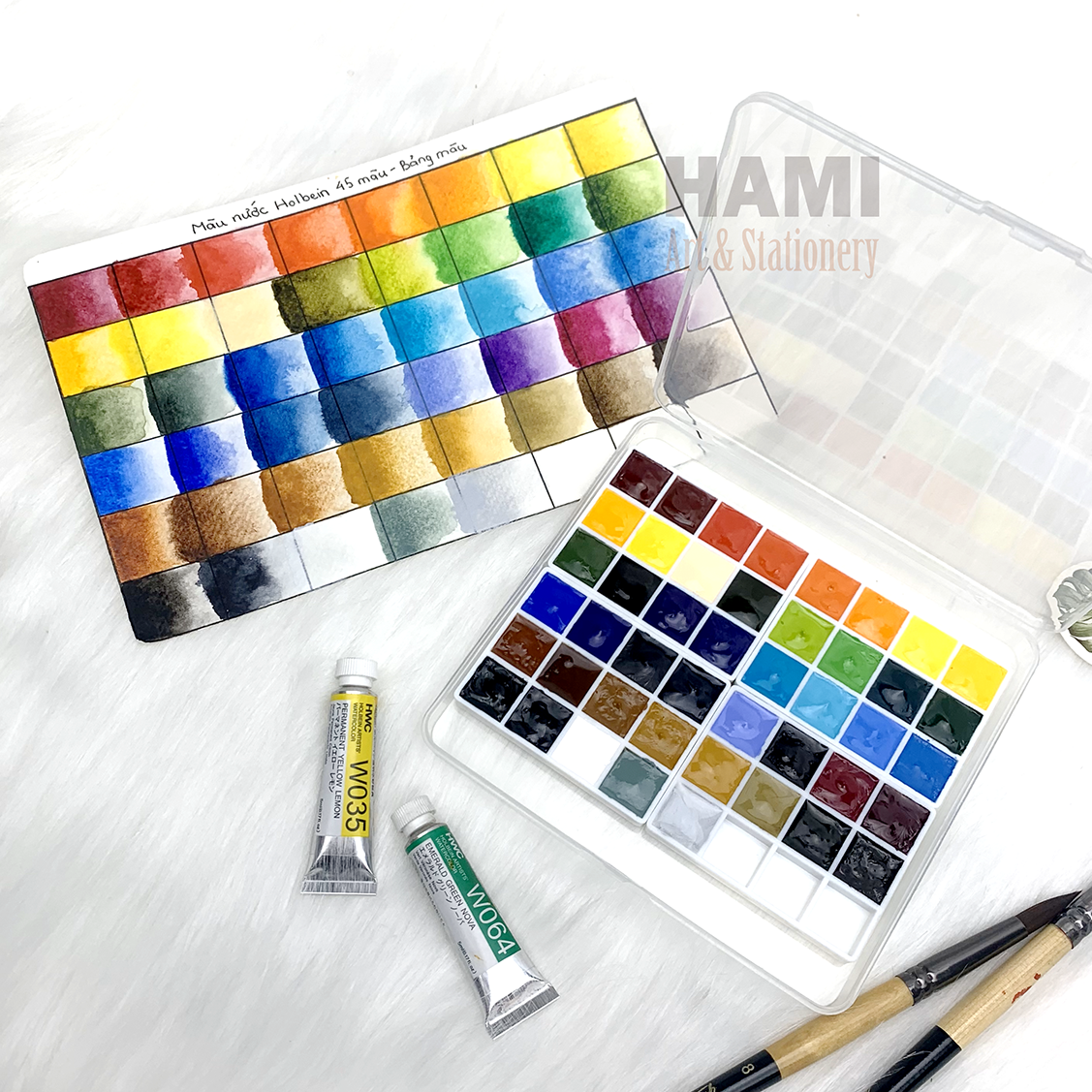 Màu nước Holbein dạng Pocket dùng thử 45 màu