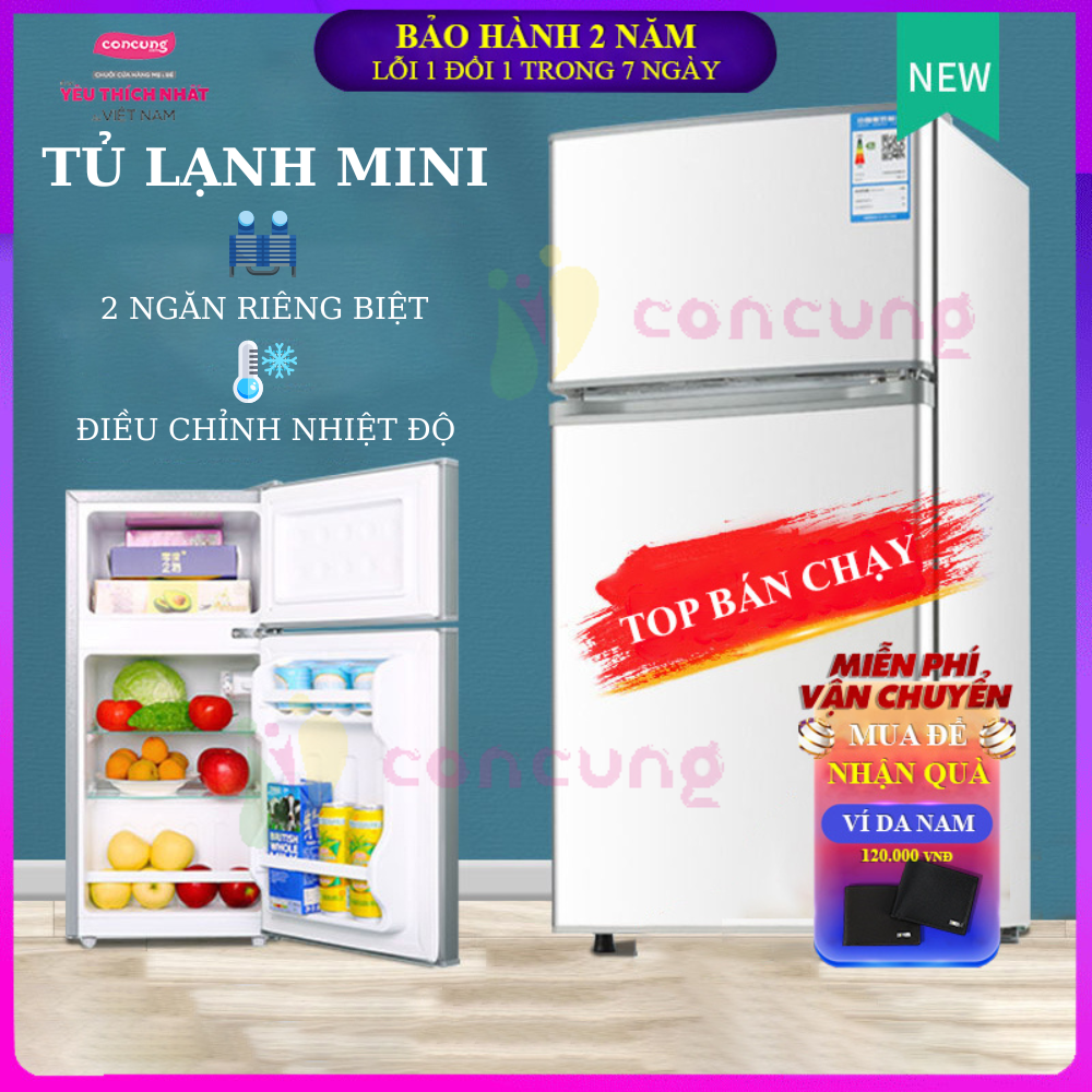 Tủ lạnh Mini 2 cánh gia đình xe hơi tủ lạnh mini có tích hợp ngăn đá riêng biệt tiện lợi để đồ ăn th