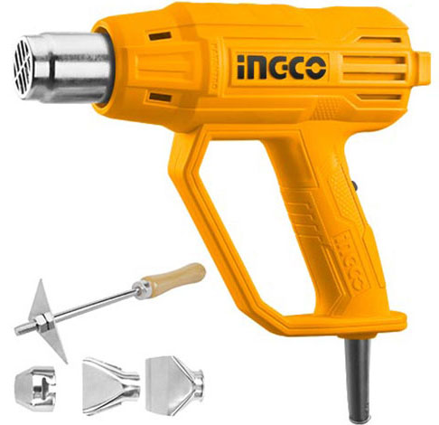 Máy thổi nhiệt Ingco HG200038 2000W, Dải Nhiệt Độ 350-550°C, Kèm 3 Miệng Vòi