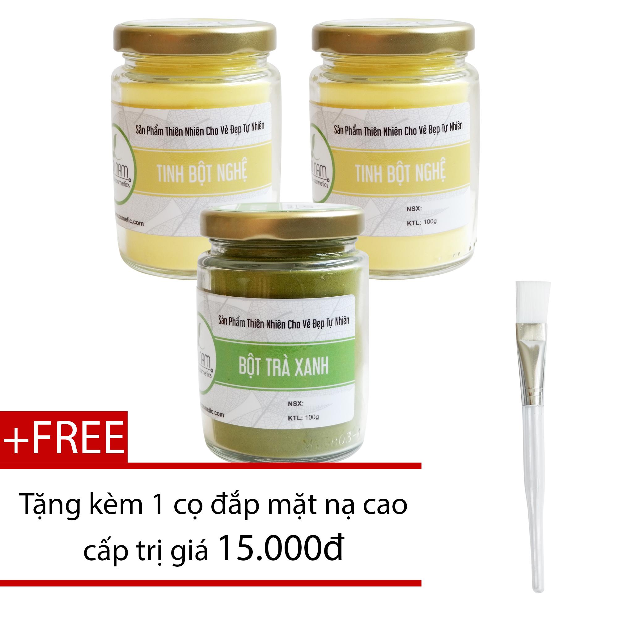 [Hcm]Combo 2 Tinh Bột Nghệ + Bột Trà Xanh Nguyên Chất Bảo Nam (100Gr/Ml/Hũ) +Tặng Cọ Quét [ Đã Được Kiểm Nghiệm Y Tế ]