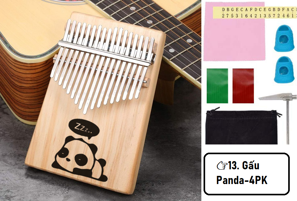 Đàn kalimba 17 phím khắc lazer hình gấu panda giá rẻ cho bạn mới tập chơi- Tặng giấy dán  hướng dẫn sử dụng