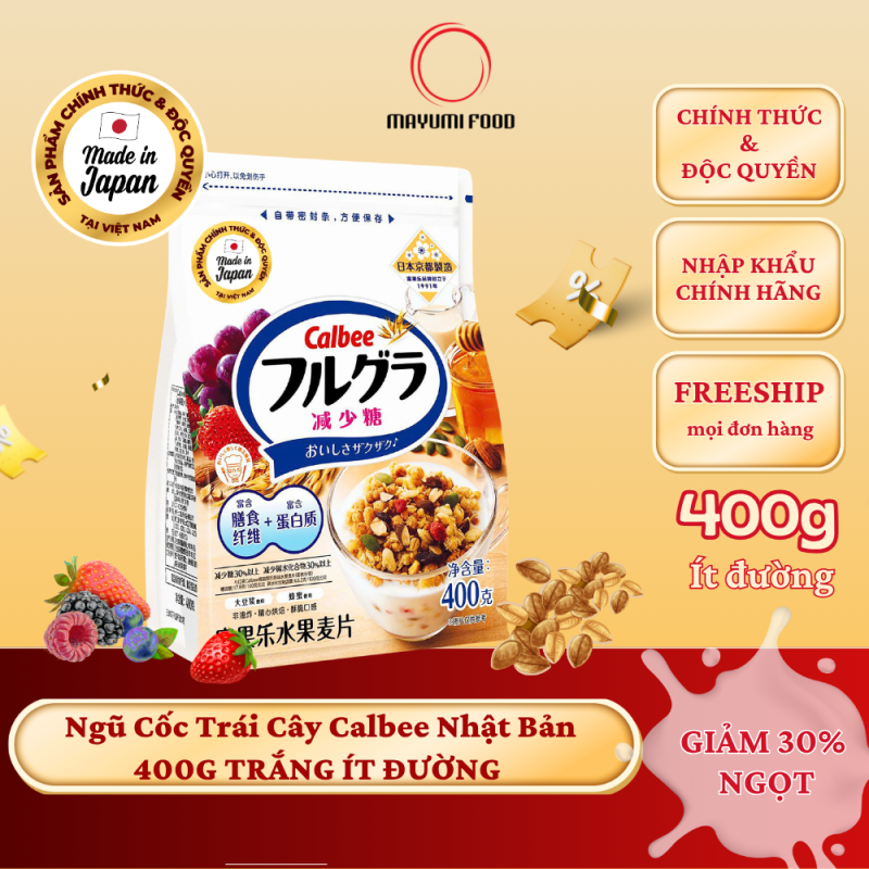 Ngũ cốc Calbee Nhật Bản Gói 600g Trắng Ít Đường Ăn Sáng Dinh Dưỡng MAYUMI VIETNAM - T5/2027