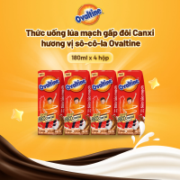 Thức uống lúa mạch gấp đôi Canxi hương vị sô-cô-la Ovaltine (180ml x 4)