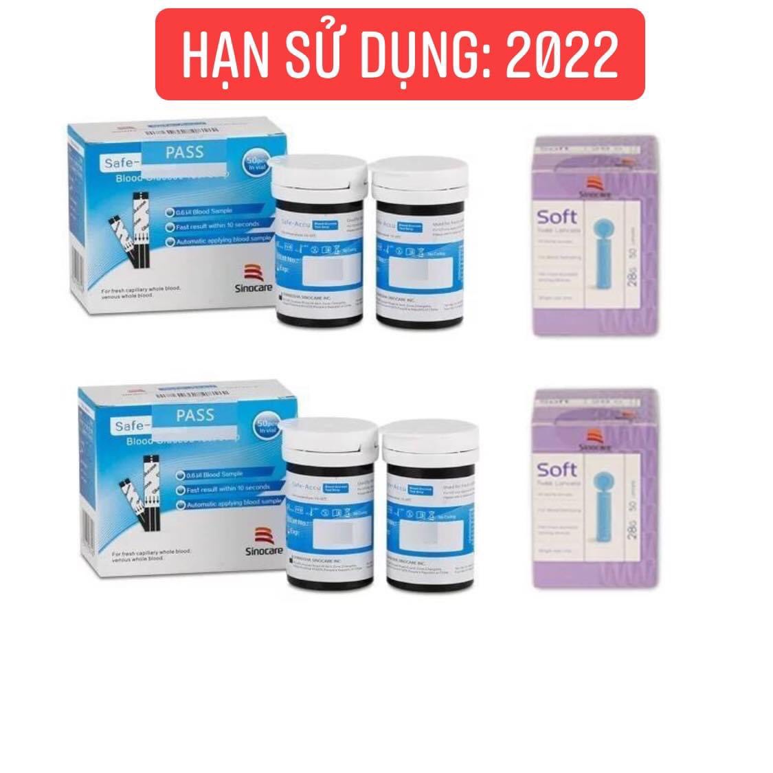 Bo100 Bộ 2 Hộp Que Thử Đường Huyết Sinocare Safe Accu (100 Que Và 100 Kim) Thegioiykhoa