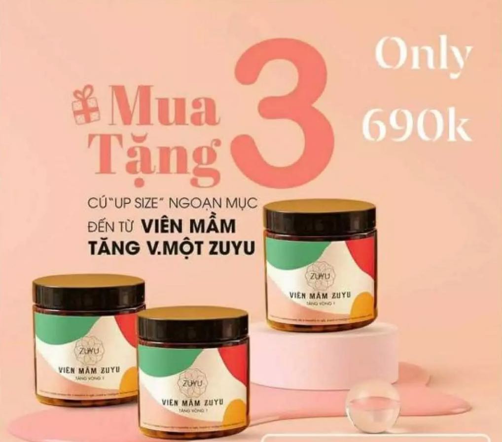 ( 1 Liệu Trình )⭐️Combo 6 Hộp Zuyu Viên Mầm Tăng Vòng 1 + Tặng Kèm Serum Massage Ngực + Mặt Nạ Rwine Beauty [ Chính Hãng 100% ]