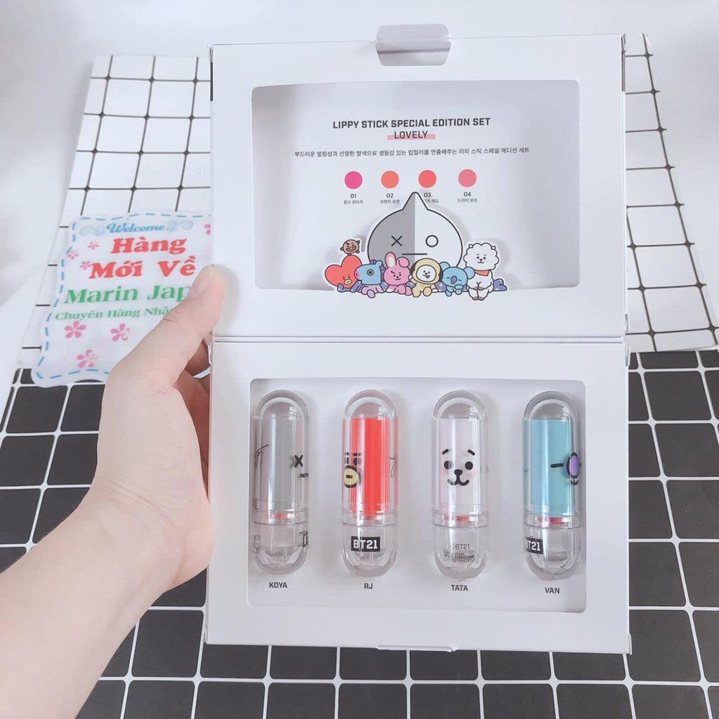 (SALE) Sét 4 son BT21 Hàn Quốc tại Nhật Bản đang sale rẻ quá