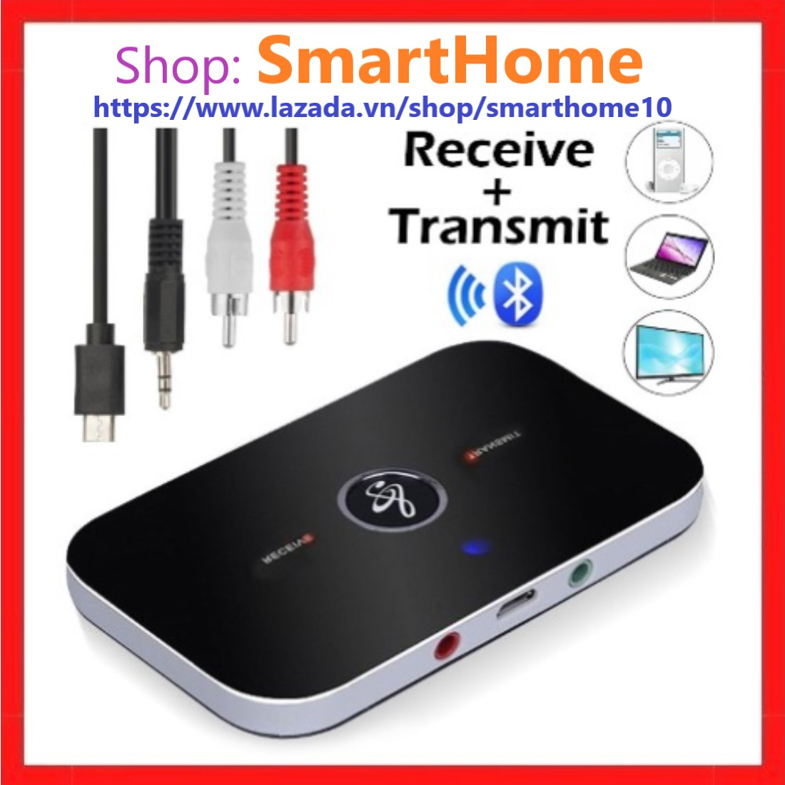Bộ Thu Phát Âm Thanh Bluetooth B6 - 2 in 1 Bluetooth Receiver - Bluetooth Transmiter dùng cho Xe Hơi