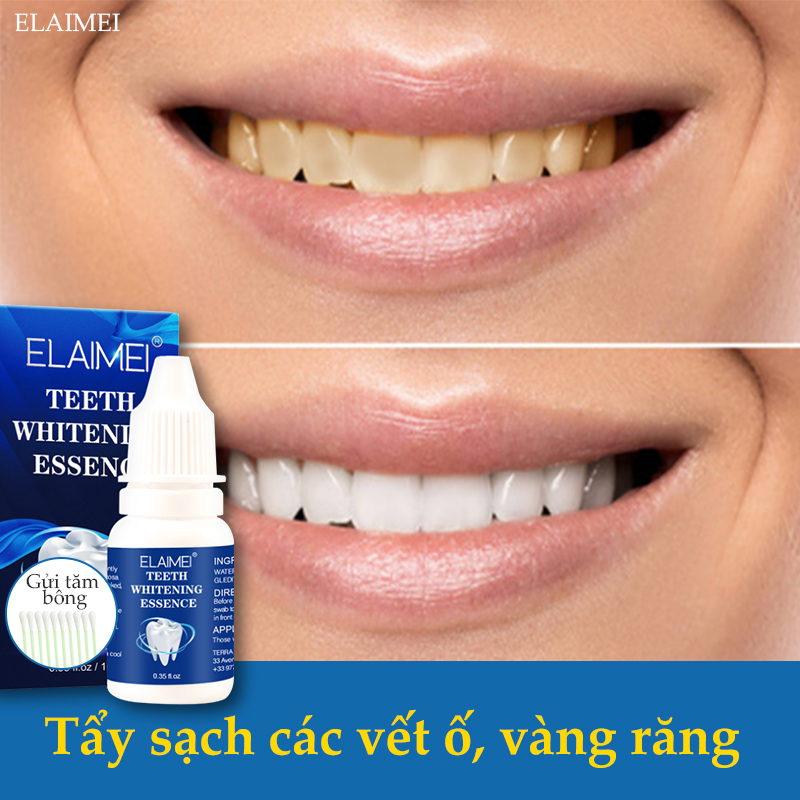 Elaimei Tinh Chất Tẩy Trắng Răng 10Ml 1 Lần Sử Dụng Tương Đương Với 20 Lần Đánh Răng Giúp Giải Quyết Hiệu Quả Tình Trạng Răng Ố Vàng(Nước Tẩy Trắng Răng. Dung Dịch Làm Trắng Răng.tẩy Trắng Răng)