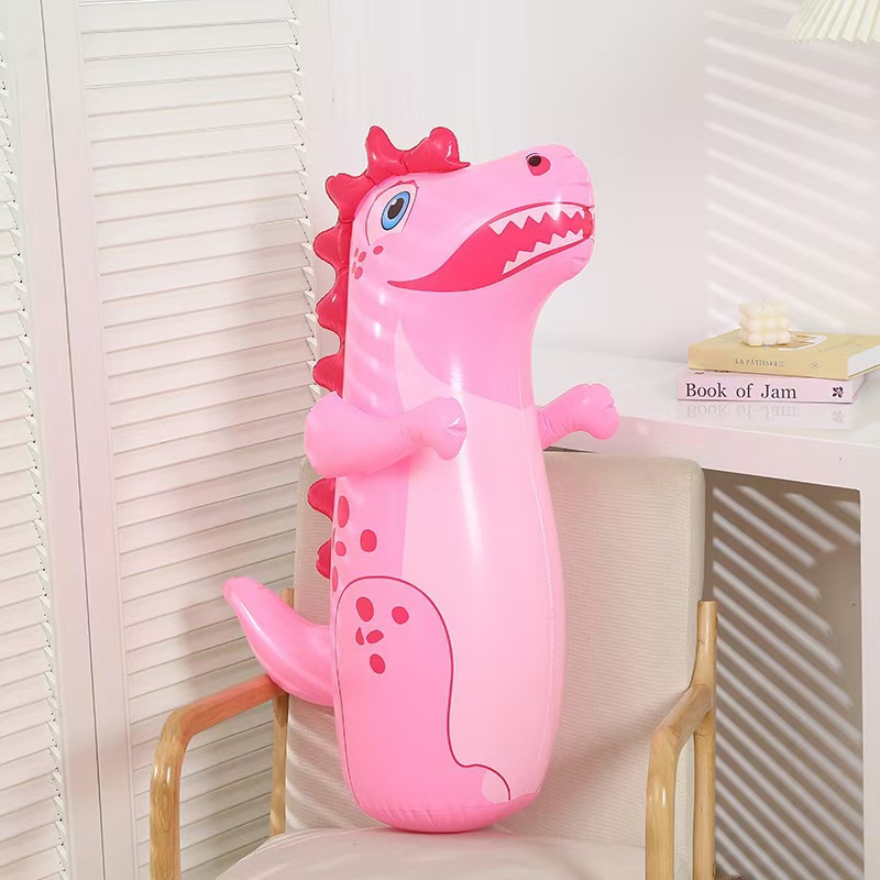 Đồ chơi Lật đật bơm hơi đáy rỗng hình khung long cao 95cm cho bé em-đồ chơi đấm bốc cột Tumbler giải nén giúp trẻ tập thể dục