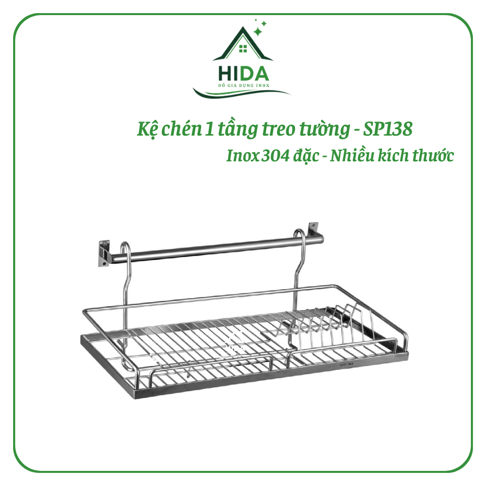 Kệ chén treo tường Inox 304 PHÁT ĐẠT (nhiều size) rổ úp chén 1 tầng giá để bát kệ đựng bát dĩa (SP13