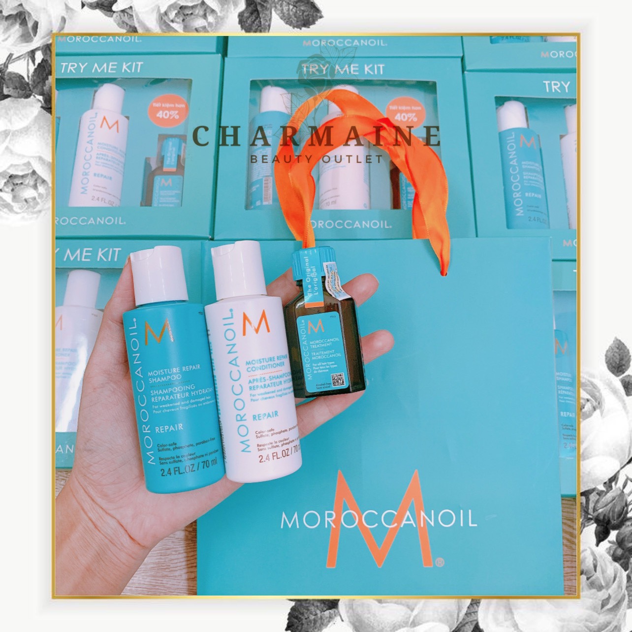 [Hcm]Set Gội Xả - Dưỡng Moroccanoil Try Me Kit