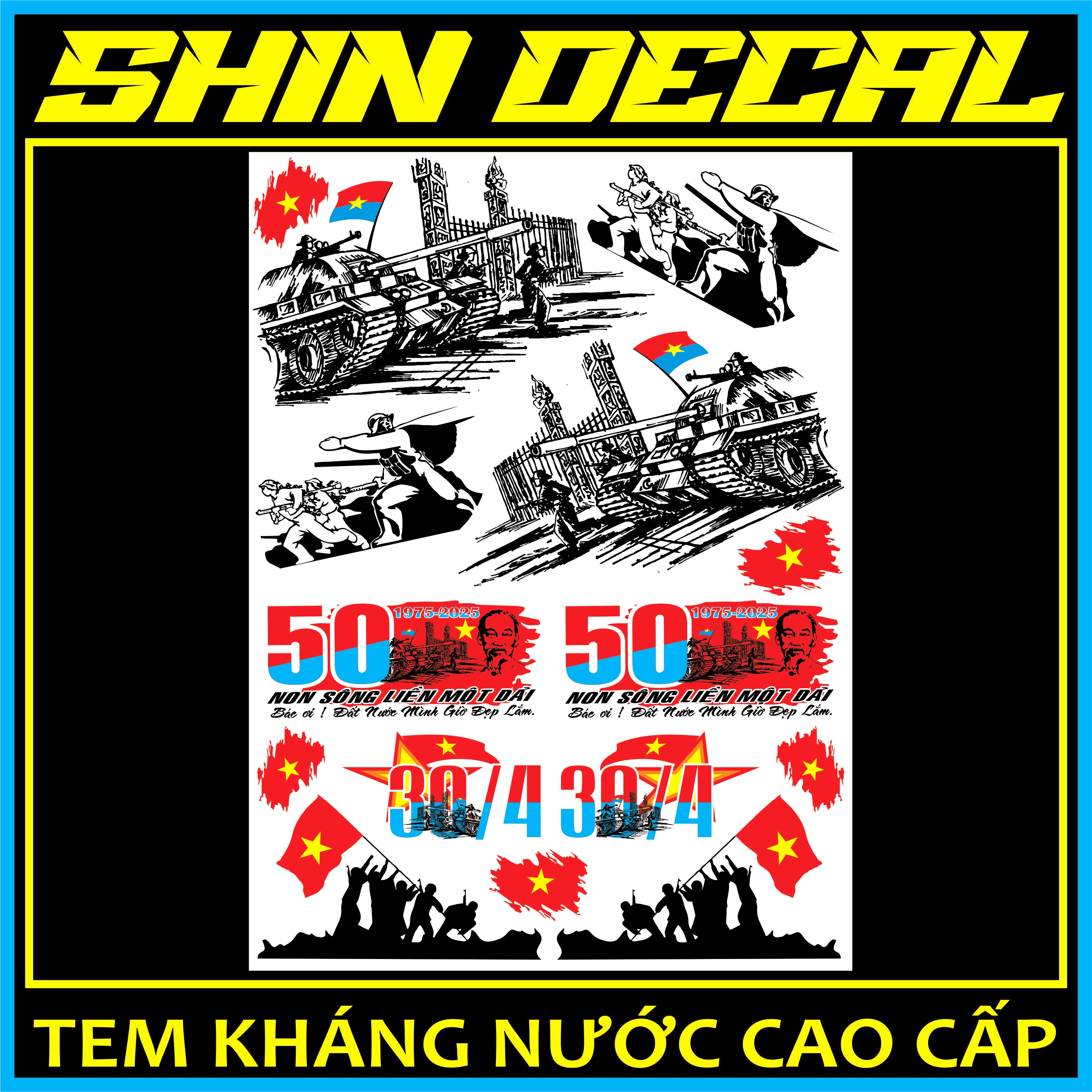 Tem Dán Cờ Giải Phóng Việt Nam - Stiker Decal Dán Lá Cờ Việt Nam Khổ A4