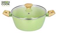 Nồi đúc men đá ceramic miệng rót Green Cook GCS231 màu xanh 10 lớp chống dính sử dụng được trên tất cả các loại bếp - greencook