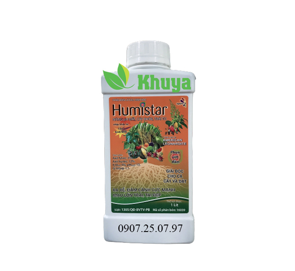 Phân bón lá Kali Sinh Học Humistar 1 lít Tây Ban Nha - Năng pH Đất - Cây Khỏe - Ra Rễ