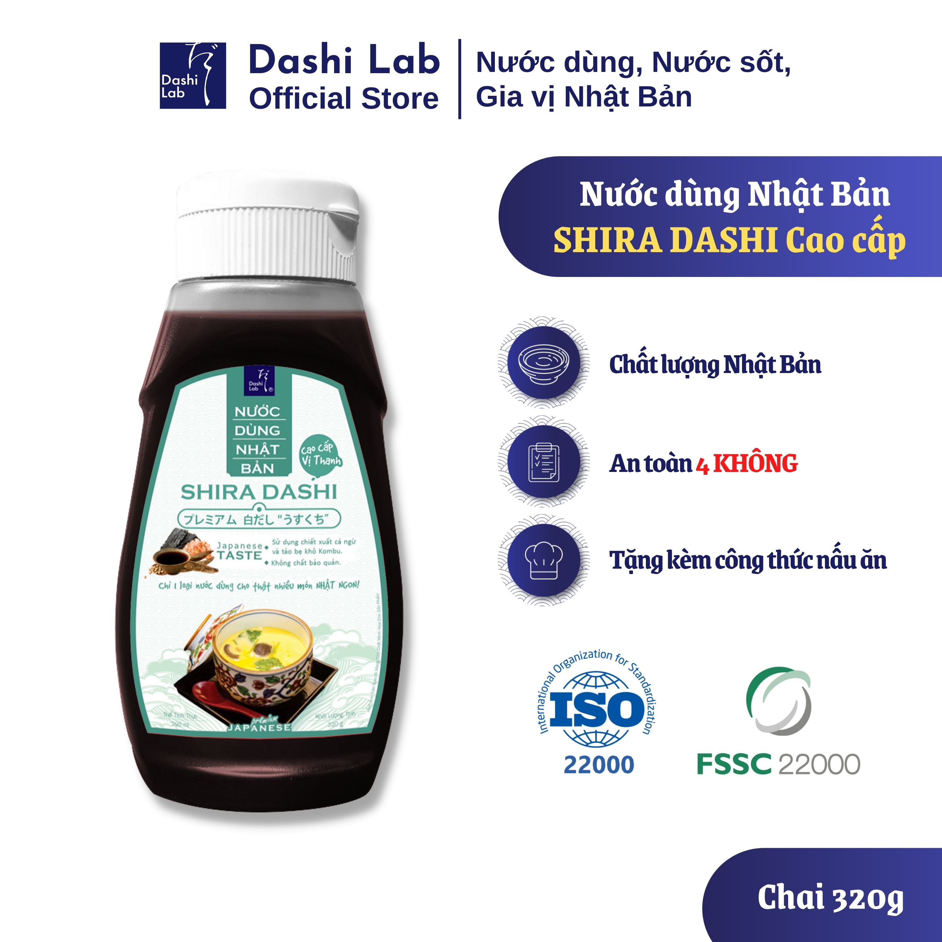 Nước Dùng Nhật Bản SHIRA DASHI Cao Cấp Hương Vị Thanh Ngọt Tự Nhiên Từ Tảo Bẹ Và Các Loại Cá Biển DA