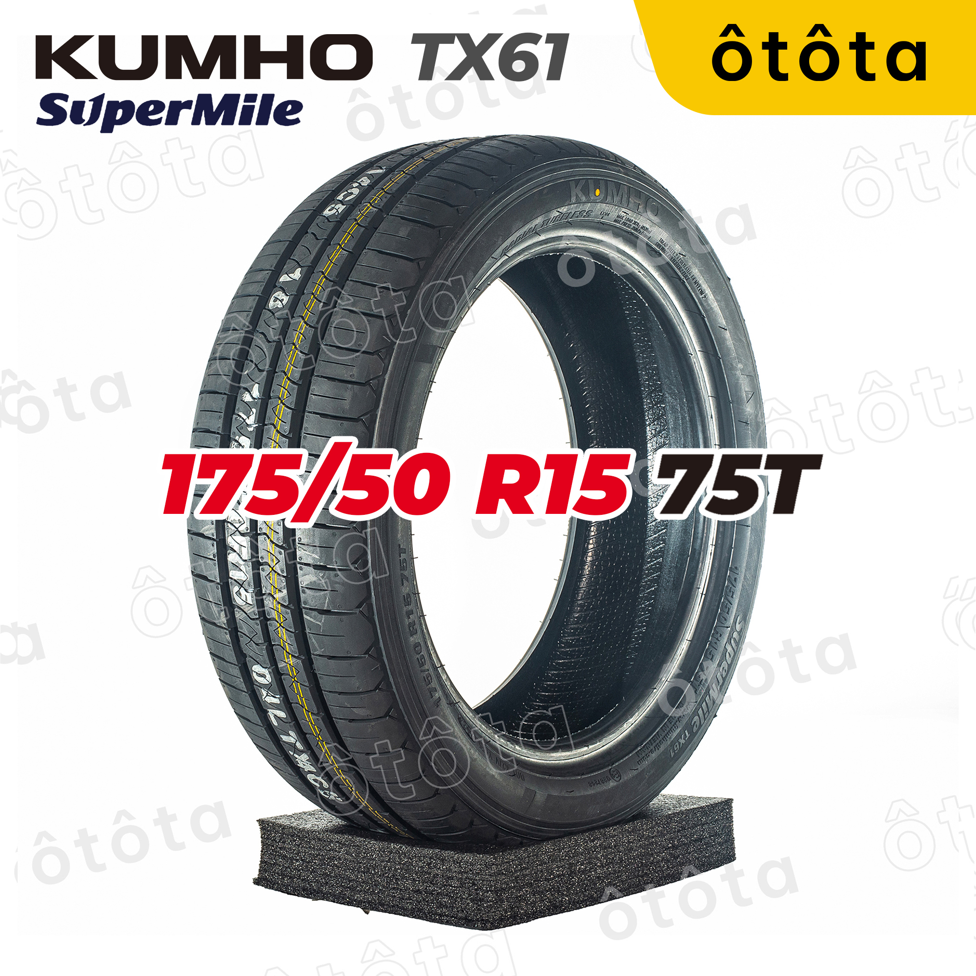 Lốp ô tô Kumho 175/50 R15 75T Super Mile TX61 – Chính Hãng BH 5 năm (175/50R15 175 50 R15)