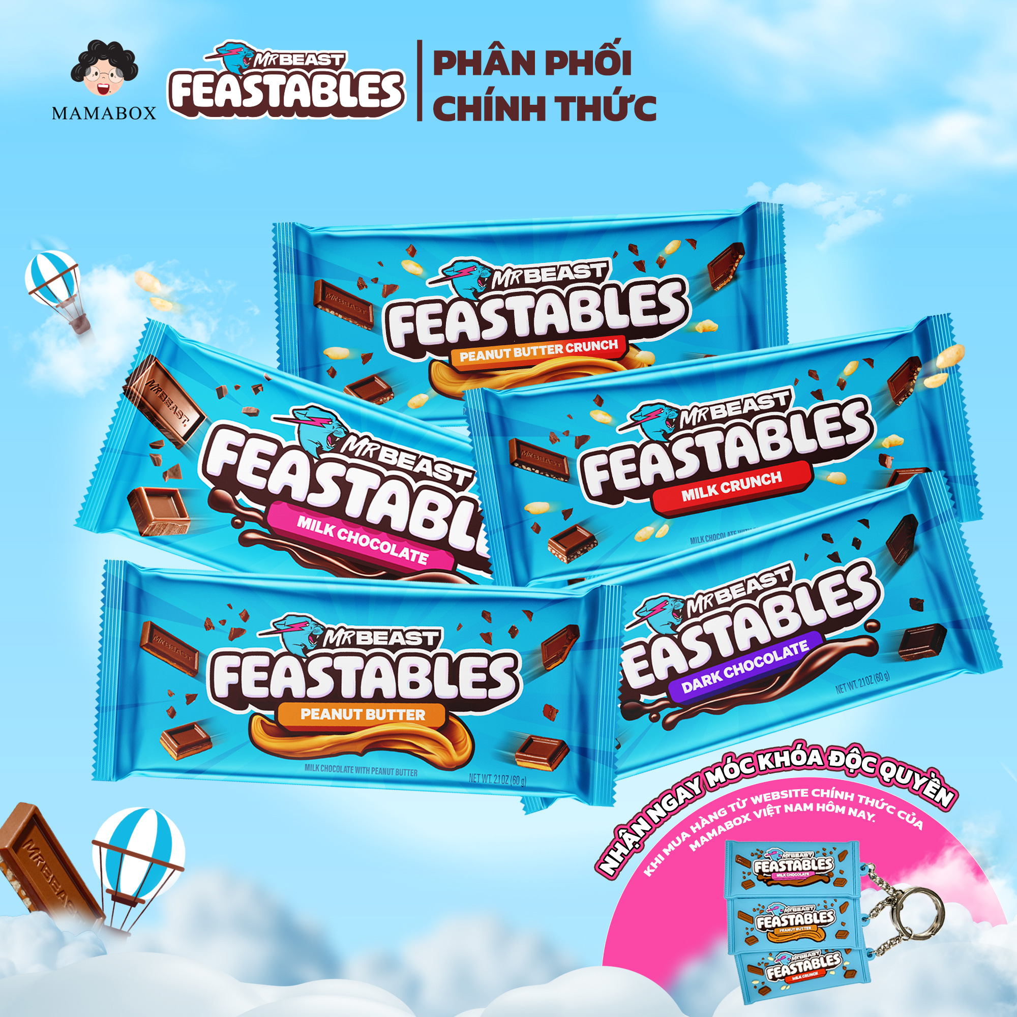 [Chính Hãng] Combo 5 Thanh Socola Feastables MrBeast Kẹo