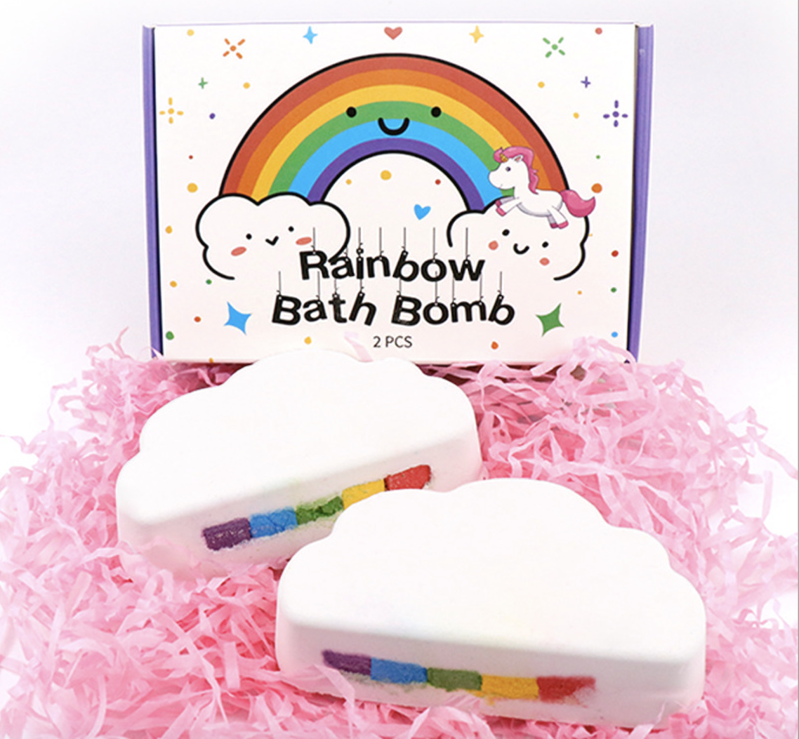 Set Bom Tắm Rainbow Bath Bomb - Hộp 2 Viên Dưỡng Ẩm Cho Da Khô Tinh Dầu Hương Thơm Tự Nhiên Giúp Thư Giãn | Bath Bomb