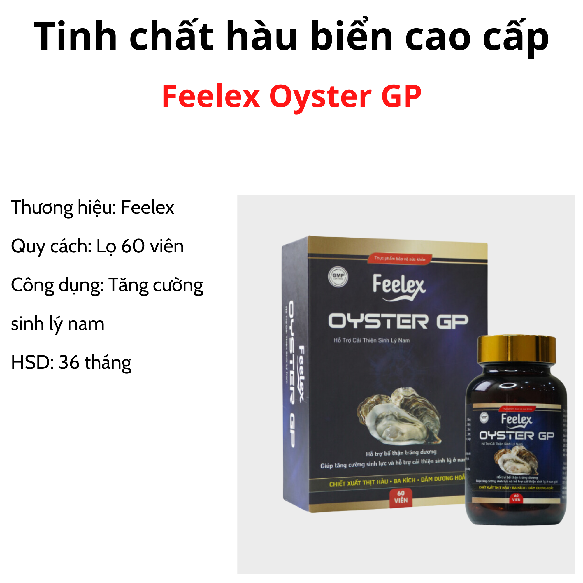 Viên uống hàu biển Feelex Oyster GP tăng cường sinh lý nam giớicải thiện tinh trùng chống xuất tinh 