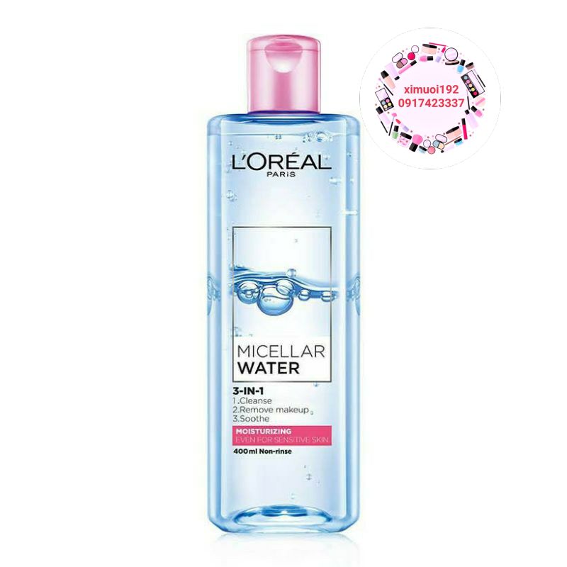 Nước Tẩy Trang Loreal - Loreal 3 In 1 Micellar 400Ml Dưỡng Ẩm