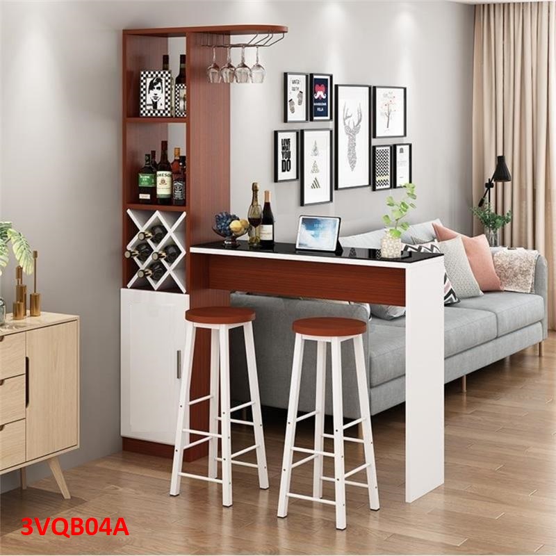 Quầy bar mini quầy bar kiêm vách ngăn phòng khách nhà bếp 3VQB04A ( Không kèm ghế )