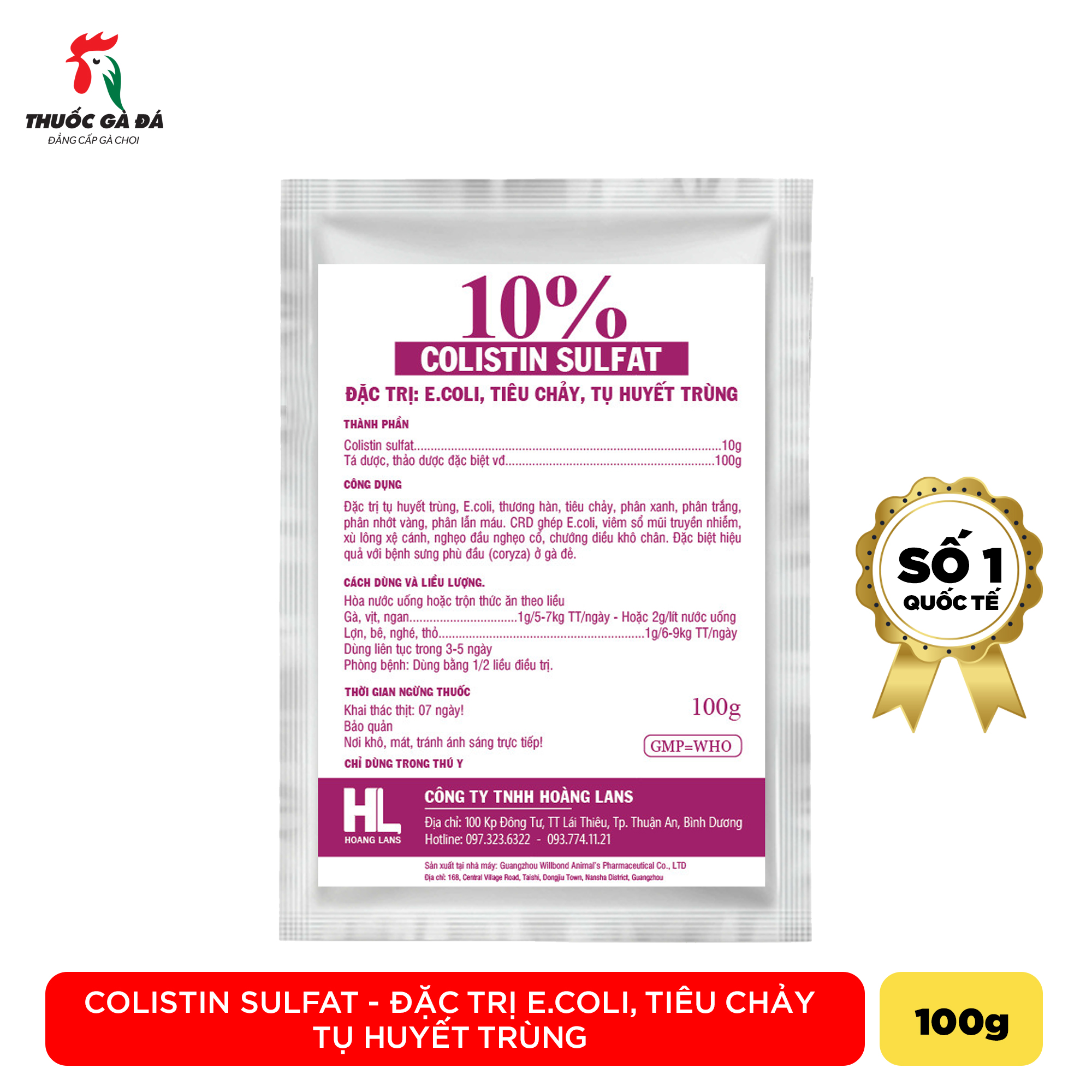 Colistin sulfat 10% - E.coli tiêu chảy tụ huyết trùng