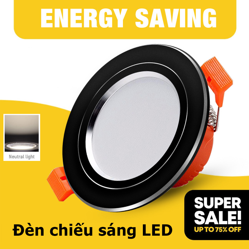 Đèn LED âm trần Rạng Đông  Đèn downlight Đèn Led âm trần ánh sáng trắng 3 màu 7w phi 90 viền vàng vi