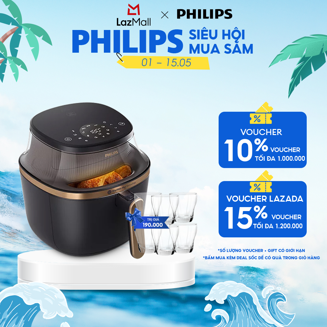 Nồi chiên không dầu Philips NA332/00 6.2L, màu Đen - Series 3000