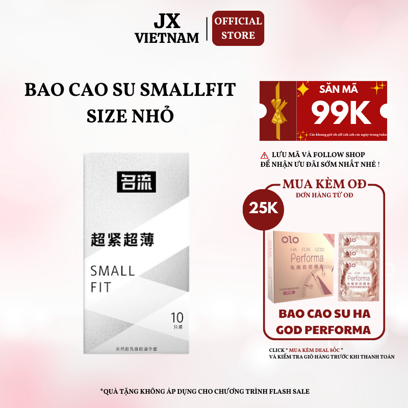 Bao cao su Size bé Small Fit - Hộp 10 chiếc - BCS XS dành cho kích thước nhỏ - Size 45mm