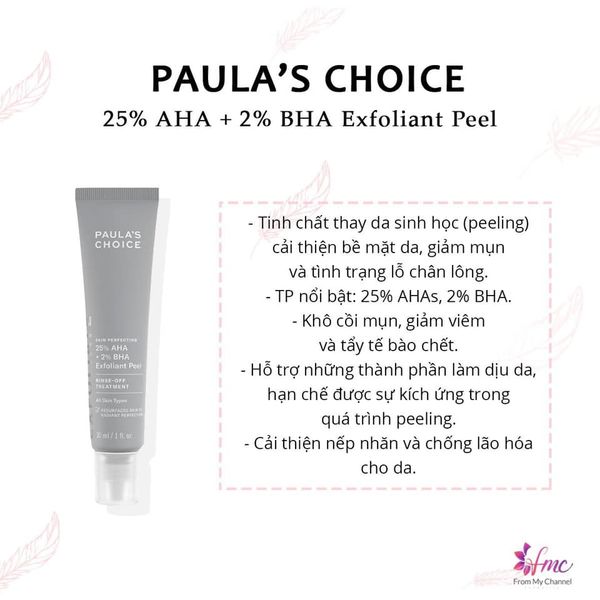 Tẩy Da Chết Hóa Học Paulas Choice Skin Perfecting 25% Aha + 2% Bha 30Ml