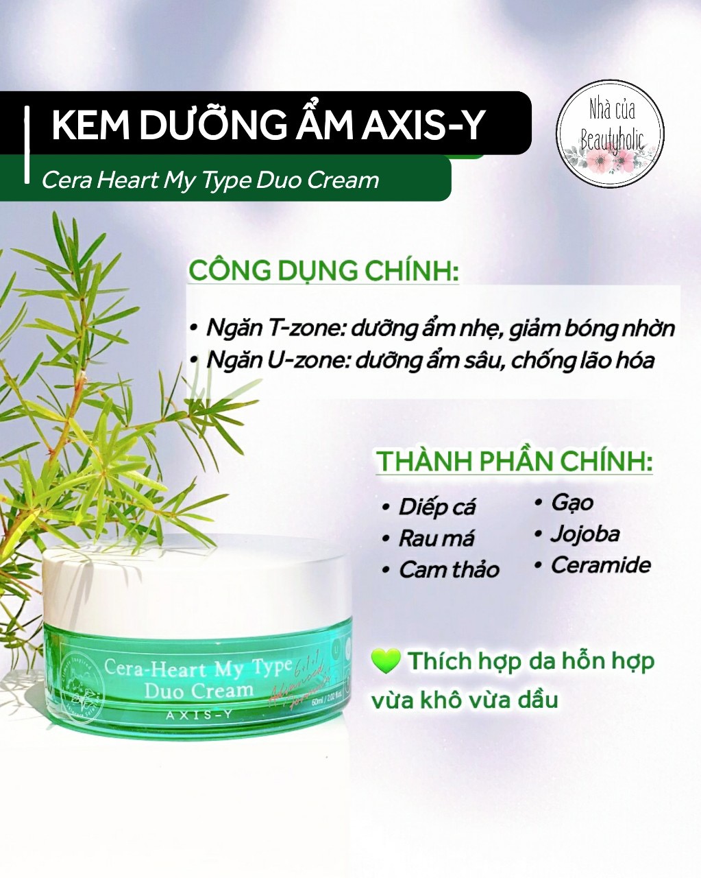 [Hcm][Nhacuabeautyholic] Kem Dưỡng 2 Ngăn Axis - Y Cera - Heart My Type Duo Cream