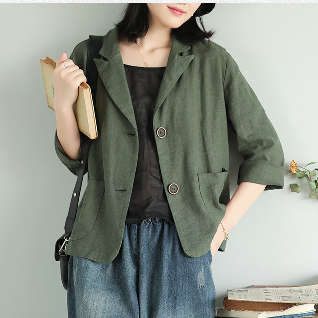 Áo vest Blazer Linen nữ 1 lớp chất vải linen mềm mại thời trang thu đông.