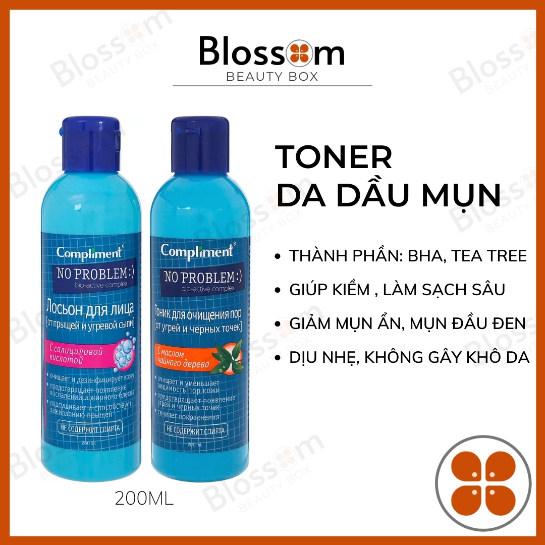 Toner Nước Hoa Hồng Cho Da Dầu Mụn Compliment No Problem 200Ml