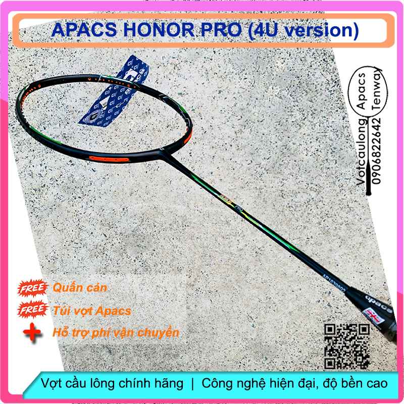 Vợt cầu lông Apacs Honor Pro - 4U | Vợt thân đũa công nghệ mới nặng đầu chuyên công khung đan 17kg