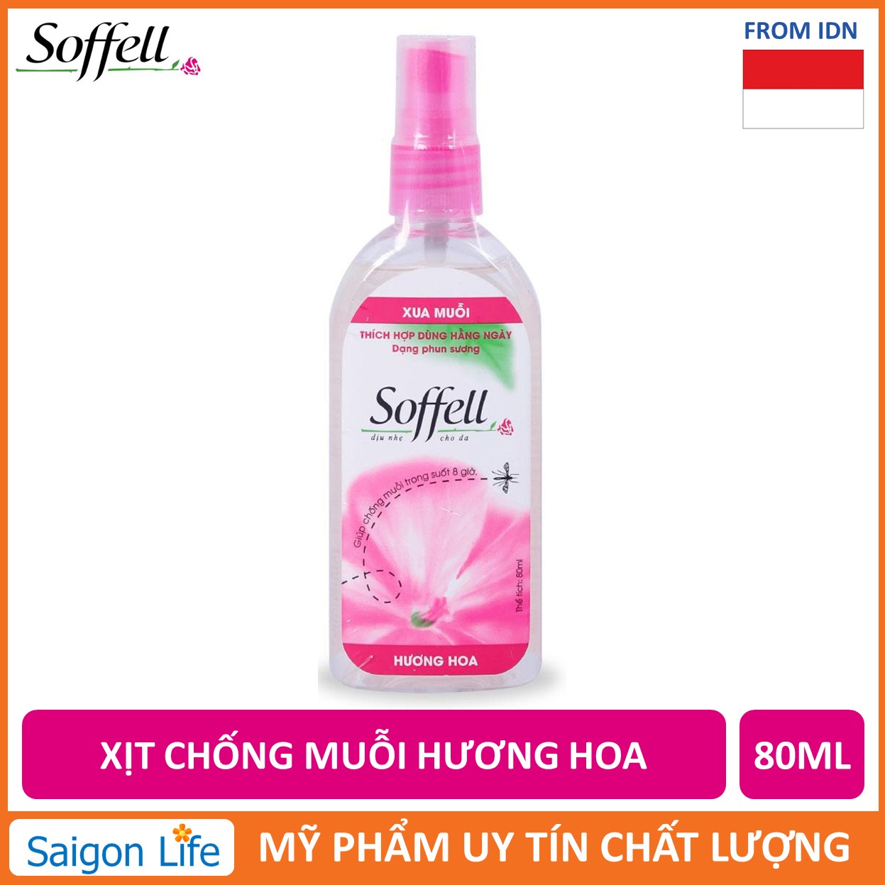Xịt Chống Muỗi Hương Hoa Soffell 80ml