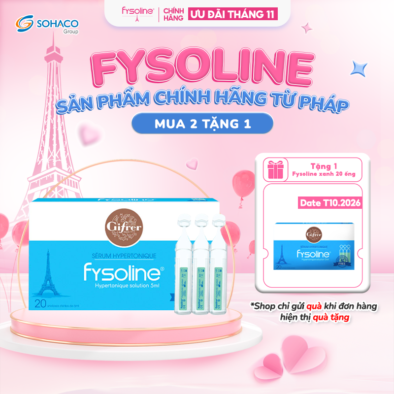 [Date T9/2026] Nước muối ưu trương FYSOLINE kháng khuẩn hỗ trợ viêm mũi nghẹt mũi dị ứng cho bé (Hộp