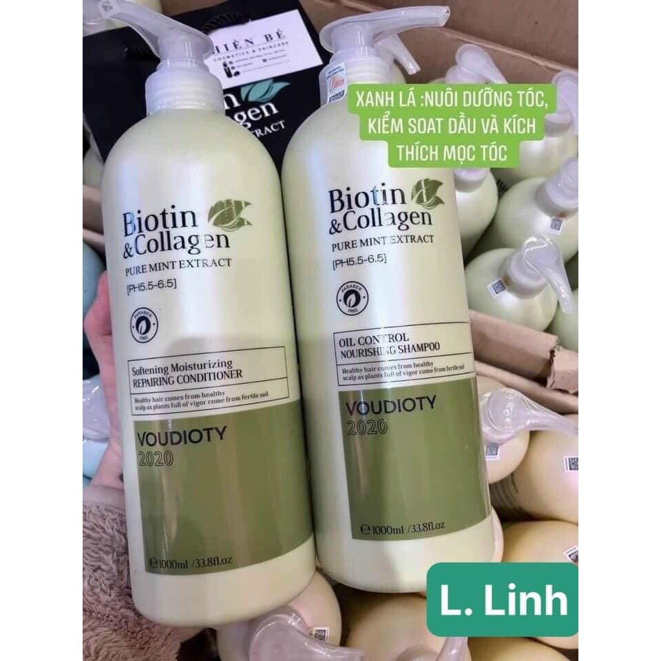 Dầu gội CHỔNG RỤNG TÓC VÀ KÍCH MỌC TÓC Biotin Collagen (Trắng vàng xanh lá xanh) cặp 1000ml/ chai