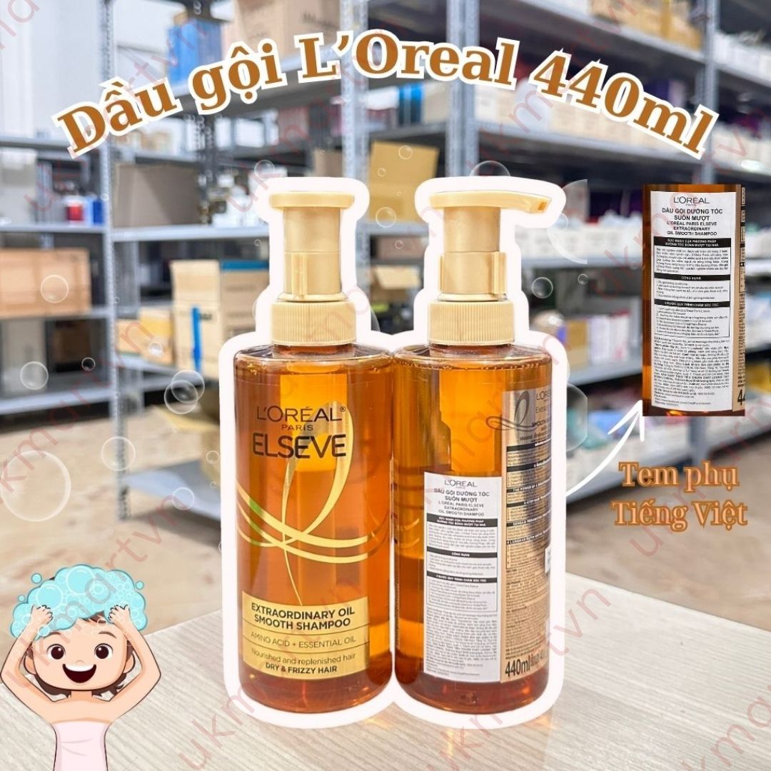 Dầu Gội Xả Dầu Dưỡng LOreal Paris Dưỡng Tóc Suôn Mượt Tóc Cao Cấp 440ml Extraordinary Oil Sleek Sili