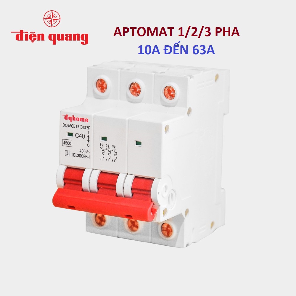 Cầu dao tự động DQHome 1/2/3 cực - 10A đến 63A - Aptomat 1 pha - 2 pha -3 pha chính hãng Điện Quang