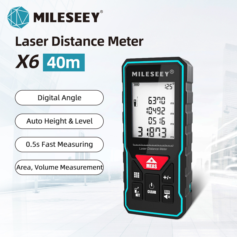 Mileseey Máy đo khoảng cách bằng tia laze X5 X6 40M 60M 100M để đo thể tích khoảng cách Công cụ đo b