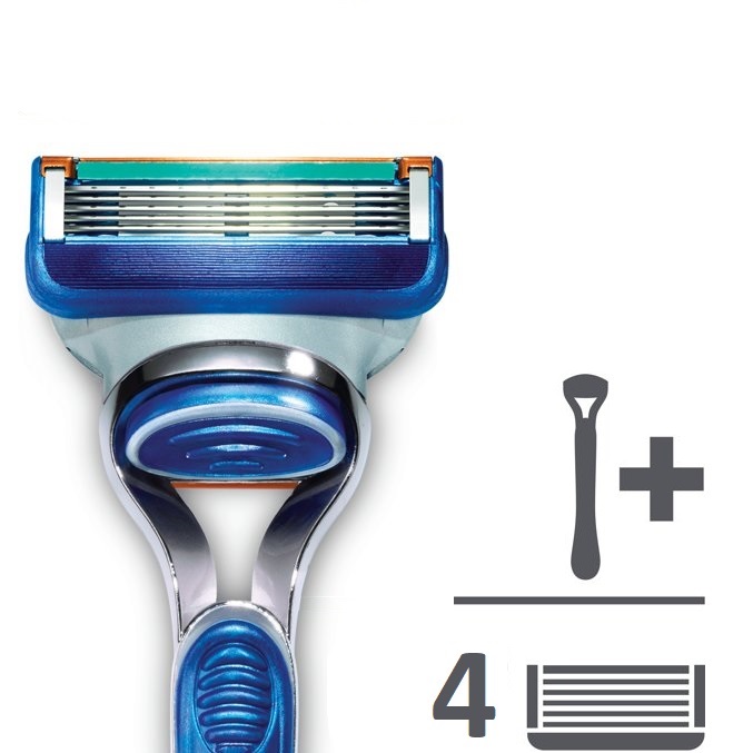 Bộ Dao Cạo Râu Gillette Fusion 5 + Kèm 4 Lưỡi Dao Thay Thế