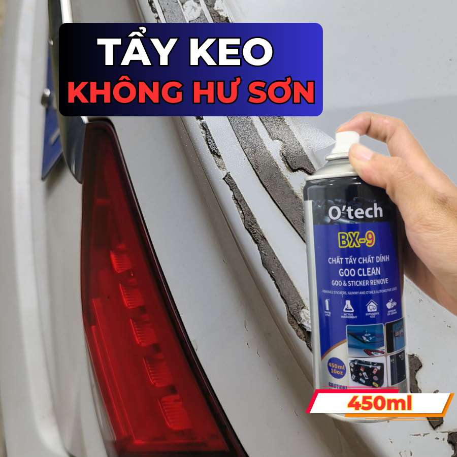 Chất tẩy chất dính tẩy keo băng dính nhựa đường không hư sơn Otech BX-9 (450ml) Goo Clean chất làm s