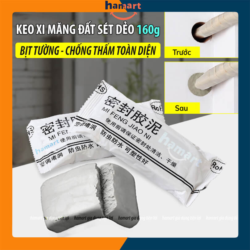 Keo Đất Sét Xi Măng Dẻo Bịt Tường 160gr Chống Thấm Vá Trám Tường Bịt Lỗ Điều Hoà Ống Nước Đa Năng