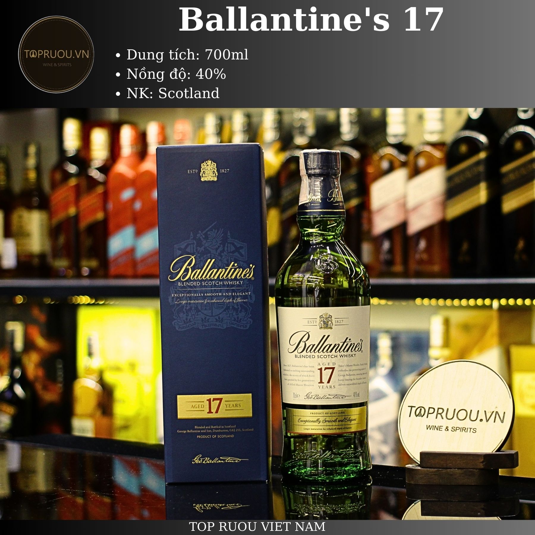 [TopRuouVietNam] Rượu Whisky Ballantines Finest Hộp Quà - Moxxi - 12 - 17 - 18 - 21 - 30 700ml - 1000ml [Hàng Thật]
