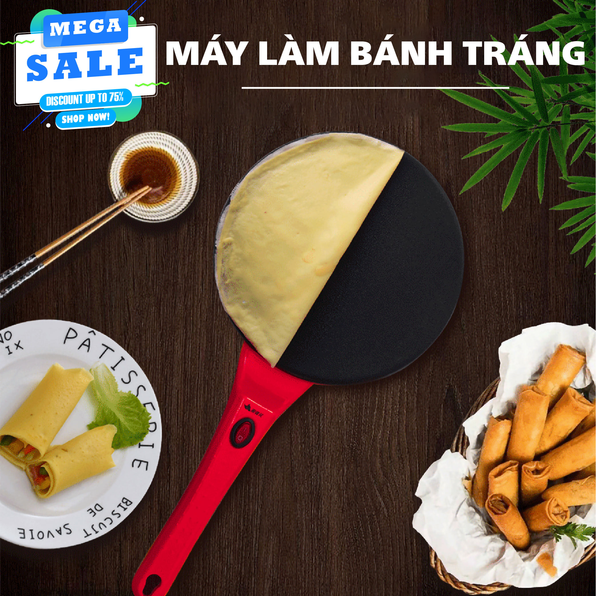 Chảo làm bánh pancake Crepe - Máy tráng bánh - Máy làm bánh pancake bánh tráng bằng điện cao cấp - C