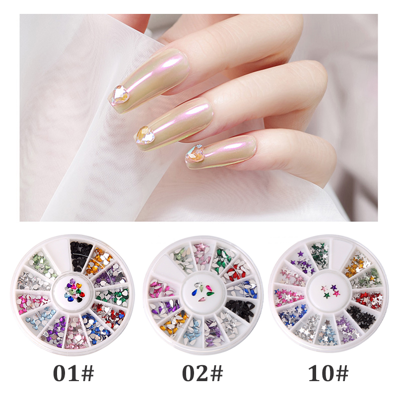 Móng tay móng tay đính kim cương đáy nhọn Symphony ngọc trai màu ngọc trai pha trộn vàng bạc phụ kiện nghệ thuật làm móng