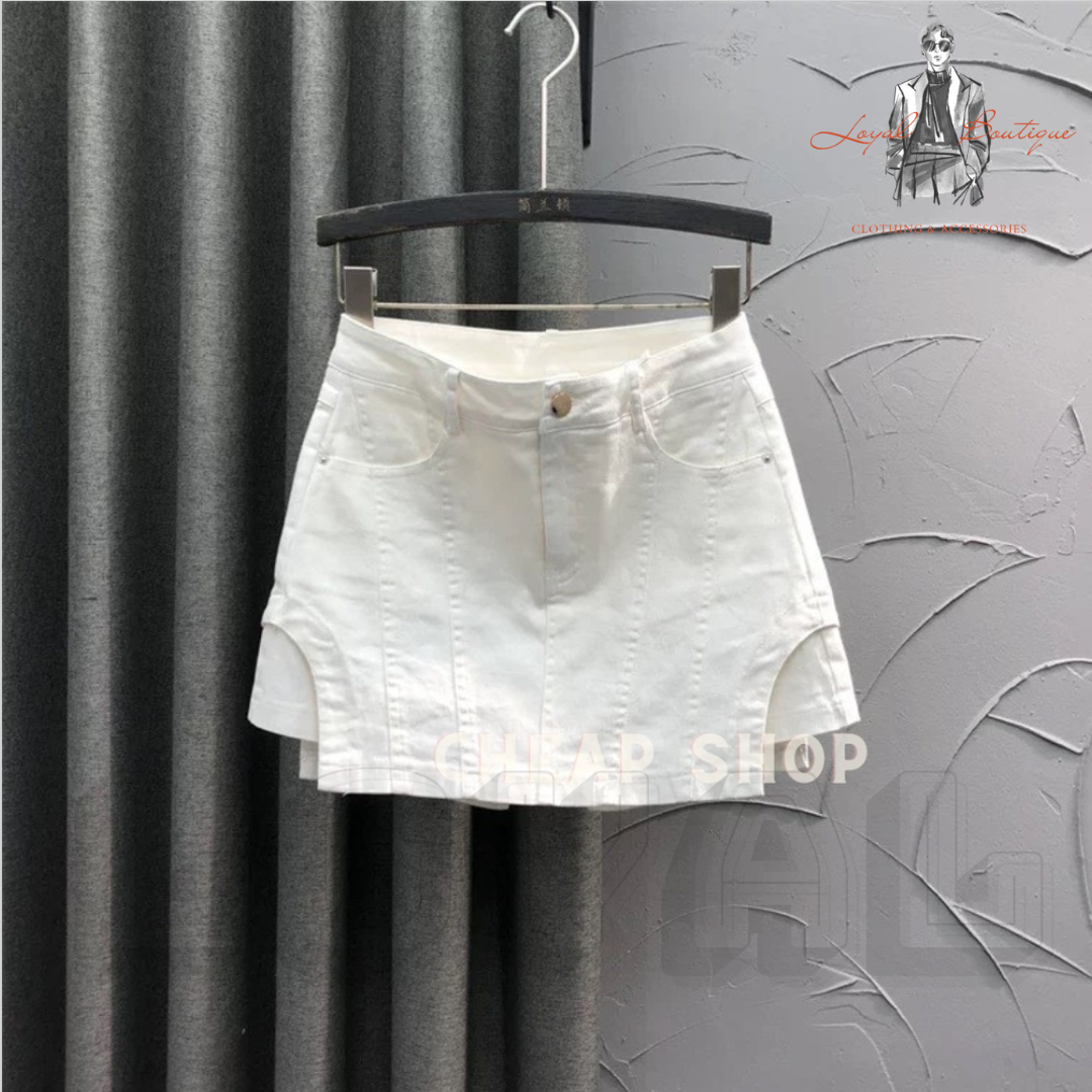 Chân váy ngắn dáng chữ A chất kaki dày dặn quần giả váy kaki ullzang phong cách