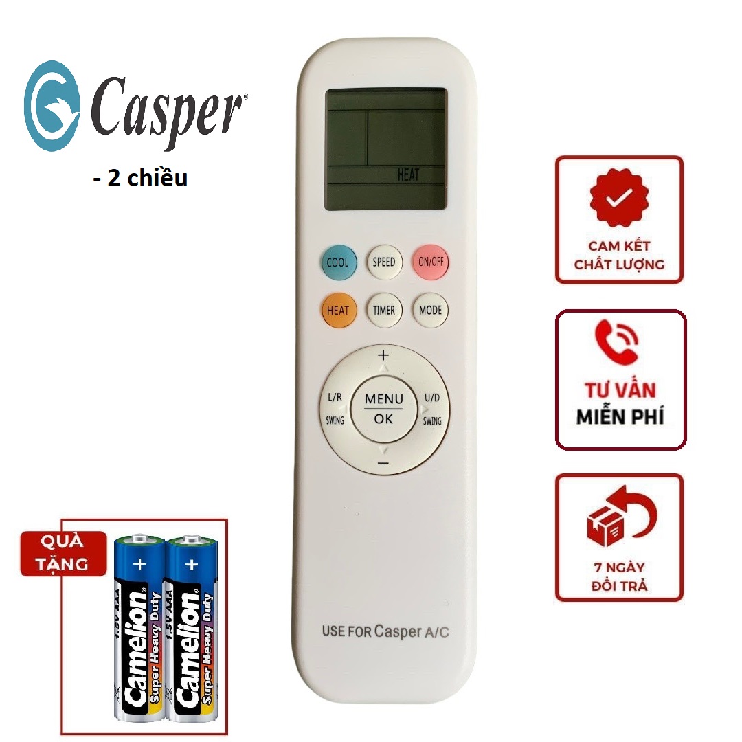 Điều khiển điều hoà casper 2 chiều Remote máy lạnh casper 2 ngựa các dòng 9000-18000BTU - Hàng mới m