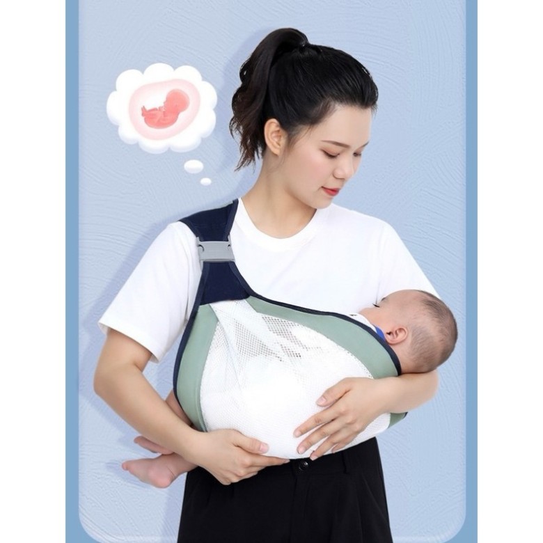 Địu Em Bé Vải Lưới Thoáng Khí Một Bên Vai - Chống Gù Siêu Êm Ái An Toàn Cho Bé Sơ Sinh - 36 Tháng - Happy Home 4U
